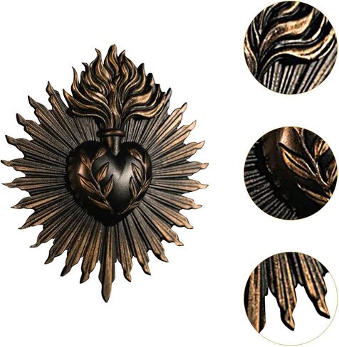 MagiDeal Sacred Hearts Wall Plaque,Sacrament Ornament,Art Home Gothic Statue Wall Hanging Sculpture for Hotel Porch Entrance Household, Black in Saudi Arabia