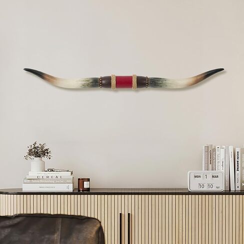 A,Longhorn wall Decor, Long Horns wall Decor, Vintage Red Copper Studs, Faux Taxidermy Handmade Simulation Steer Horns Farmhouse Decor Wall, 41 Inches Cow Horns in Saudi Arabia