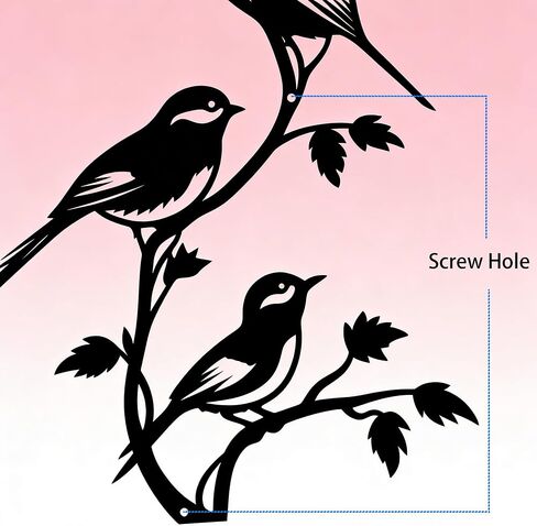 SonnTonn Black Metal Bird Wall Decor - 4 Birds on Branch Silhouette Wall Art, Rustic Style Wall Sculpture for Living Room, Bedroom, Patio, Garden, Farmhouse Home Decor (9.29"x15.75" / 23.6x40cm) in Saudi Arabia
