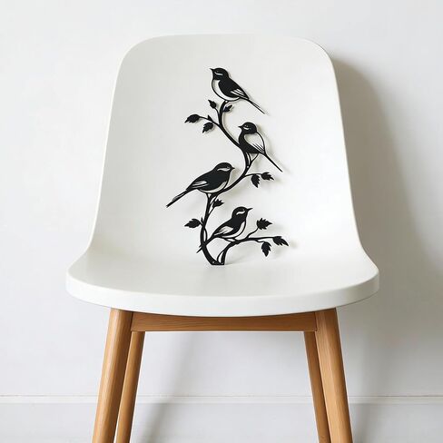 SonnTonn Black Metal Bird Wall Decor - 4 Birds on Branch Silhouette Wall Art, Rustic Style Wall Sculpture for Living Room, Bedroom, Patio, Garden, Farmhouse Home Decor (9.29"x15.75" / 23.6x40cm) in Saudi Arabia