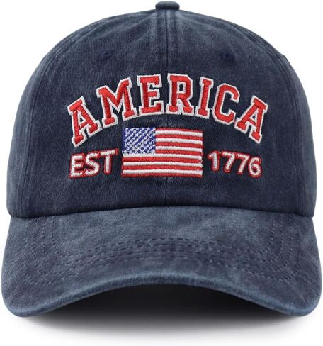 قبعات KKMKSHHG America Flag Est 1776 للرجال والنساء، قبعة بيسبول قطنية مطرزة قابلة للتعديل in Kuwait
