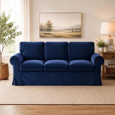 Velvet Pet-Friendly Replacement Ektorp Armchair Cover Compatible for IKEA Ektorp Armchair Slipcovers, 3-Piece Chair Cover Only, Green, Couch Covers Not Include The Sofa Body in Saudi Arabia