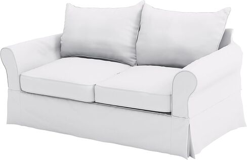 The Cotton Sofa Cover Only Fits Pottery Barn Comfort Loveseat Slipcover PB Comfort Roll Arm Sofa Cover Replacement (Width: 64", Not 84") (Cotton Beige 2 Seat Box) in Saudi Arabia