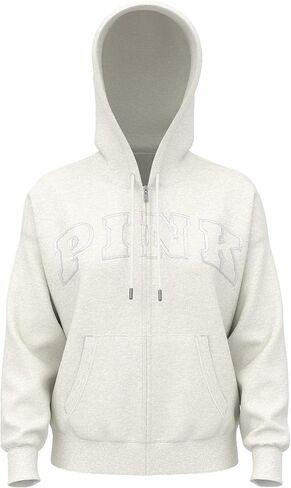 فيكتوريا سيكريت PINK Ivy Fleece Campus بسحاب كامل هوديي رمادي ناعم مريح شعار جديد in Kuwait