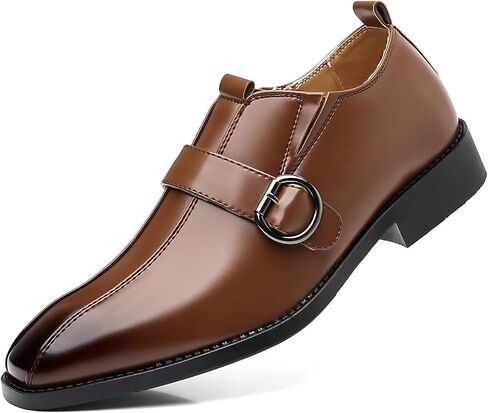 Men's Monk Strap Dress Shoes Pointed Toe Slip On Formal Business Shoes for Men in Saudi Arabia