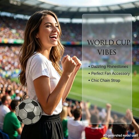 Rhinestone Soccer Ball Purse with Detachable Chain, Bling World Cup 2026 Souvenir Gift Crossbody Bag in Kuwait
