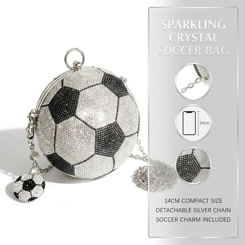 Rhinestone Soccer Ball Purse with Detachable Chain, Bling World Cup 2026 Souvenir Gift Crossbody Bag in Kuwait