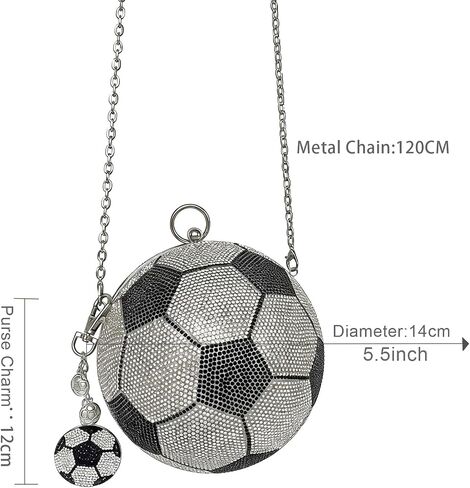 Rhinestone Soccer Ball Purse with Detachable Chain, Bling World Cup 2026 Souvenir Gift Crossbody Bag in Kuwait