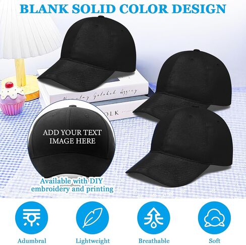 24 Pack Blank Baseball Caps Bulk, Plain Trucker Hats Adjustable Back Strap for Men Women Outdoor Sports Solid Color, Black in Kuwait