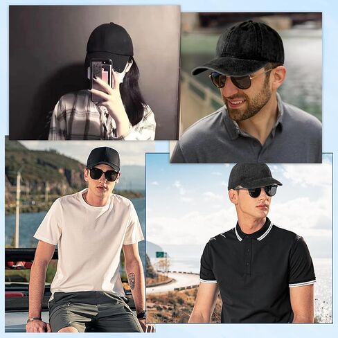 24 Pack Blank Baseball Caps Bulk, Plain Trucker Hats Adjustable Back Strap for Men Women Outdoor Sports Solid Color, Black in Kuwait