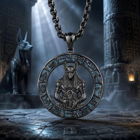 Anubis Ankh Necklace 925 Sterling Silver Egyptian Turquoise Necklaces for Women Men Egyptian Jewelry Gift in Saudi Arabia