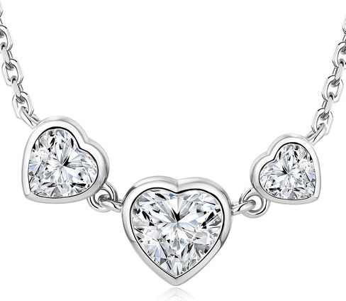 CYW Sapphire/Emerald/Moissanite Three Stone Bezel Choker Necklace for Women, Really Authentic Solid 925 Sterling Silver, 16"-17" Adjustable, Birthday Anniversary Valentines Mothers Day Gift in Saudi Arabia
