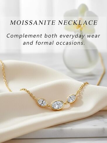 CYW Sapphire/Emerald/Moissanite Three Stone Bezel Choker Necklace for Women, Really Authentic Solid 925 Sterling Silver, 16"-17" Adjustable, Birthday Anniversary Valentines Mothers Day Gift in Saudi Arabia