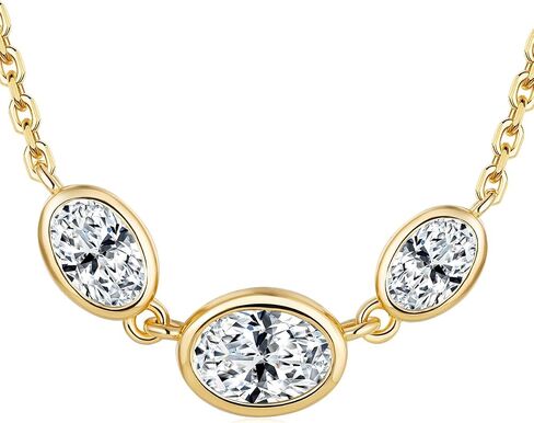 CYW Sapphire/Emerald/Moissanite Three Stone Bezel Choker Necklace for Women, Really Authentic Solid 925 Sterling Silver, 16"-17" Adjustable, Birthday Anniversary Valentines Mothers Day Gift in Saudi Arabia