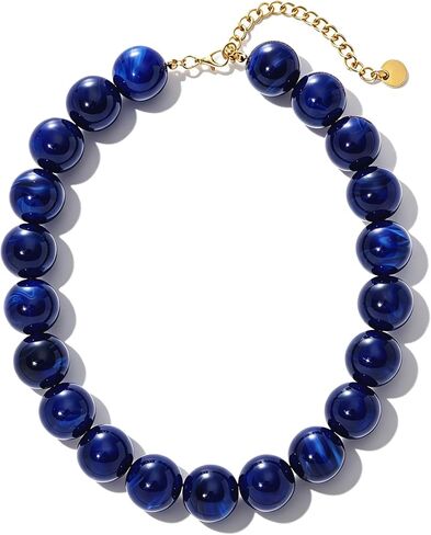 Chunky Beaded Necklaces for Women Colorful Bead Choker Necklace Trendy Adjustable Boho Collar Statement Necklace Handmade Summer Beach Jewelry in Kuwait