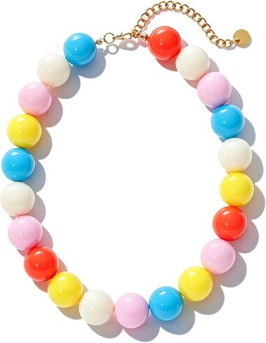 Chunky Beaded Necklaces for Women Colorful Bead Choker Necklace Trendy Adjustable Boho Collar Statement Necklace Handmade Summer Beach Jewelry in Kuwait