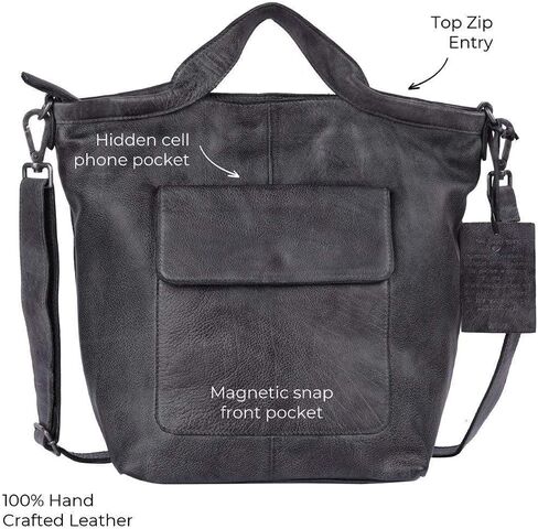Latico Leathers Bianca Leather Tote Bag for Women (Black) - Made From 100% Authentic Leather Handcrafted by Artisans - Top Handle Crossbody Bag Versatile Women Purses and Handbags for Work & School in Saudi Arabia