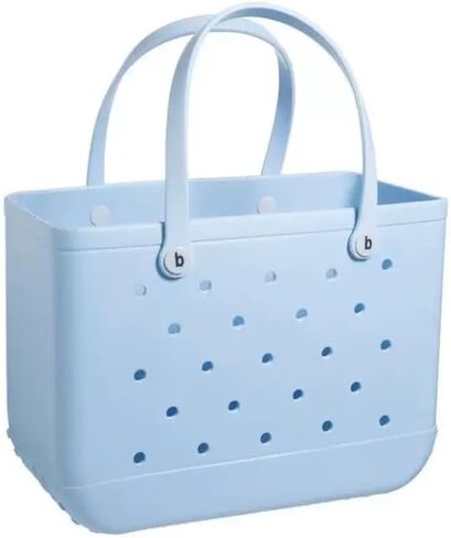 Large Tote Beach Bag, Eva Foam, Light Blue, 18" L x 9" W x 14" H, Waterproof and Sandproof, Washable, Ventilated, for Beach, Pool, Groceries, Work, Sports in Kuwait