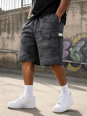 Men's Cargo Shorts Relaxed Fit Elastic Waist Drawstring Breathable Stretchy Fabric in Kuwait