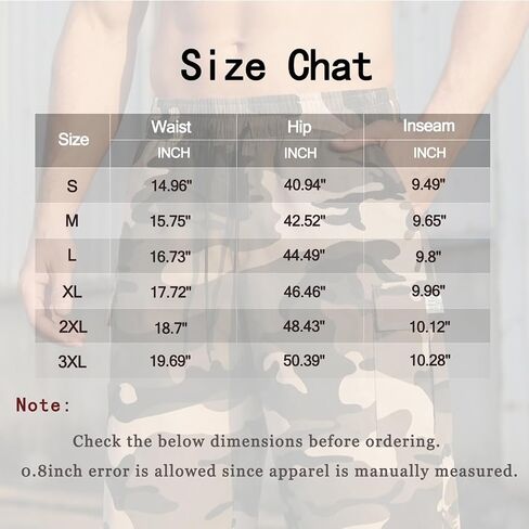 Men's Cargo Shorts Relaxed Fit Elastic Waist Drawstring Breathable Stretchy Fabric in Kuwait