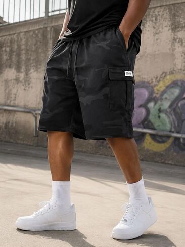 Men's Cargo Shorts Relaxed Fit Elastic Waist Drawstring Breathable Stretchy Fabric in Kuwait