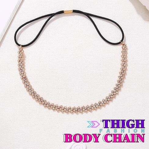 Rhinestone Thigh Jewelry Thigh Chain Crystal Garter for Women (Gold) in Saudi Arabia