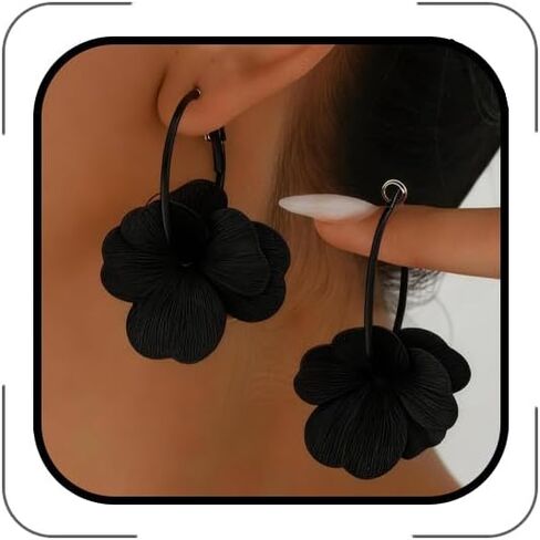 Flower Earrings for Women, Gold Silver Filigree Floral Dangle Hoop Earrings Trendy Statement Hook Earring Spring Summer Flowers Jewelry Accessories in Saudi Arabia