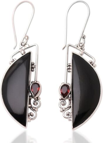 NOVICA Garnet .925 Sterling Silver Dangle Earrings 'Cupid's Arrow' in Kuwait