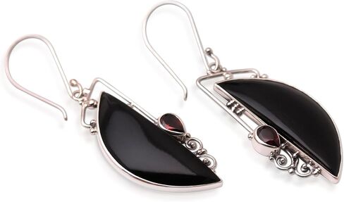 NOVICA Garnet .925 Sterling Silver Dangle Earrings 'Cupid's Arrow' in Kuwait