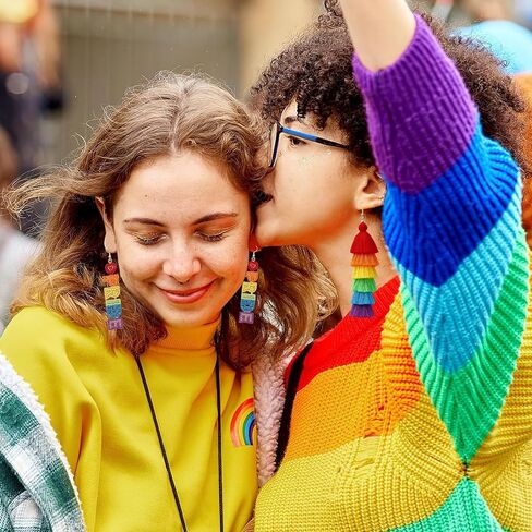 Rainbow Earrings for Women 2 Pairs Pride Earrings Colorful Layered Tassel Beaded LGBT Dangle Pride Outfits Accessories Bisexual Lesbian Gay Earring bi pride Month Jewelry Gifts in Saudi Arabia