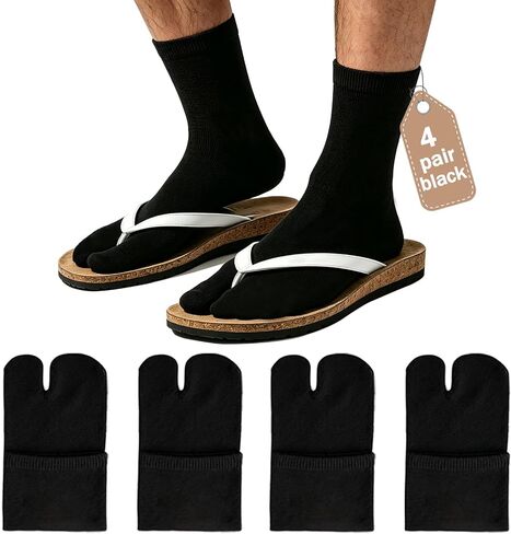 4/12 Pair Unisex Tabi Split Toe Flip Flop Socks,Soft Cotton Elastic Big Toe Geta Sandal Japanese Socks for Men Women in Kuwait
