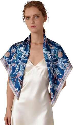 Luxury Double-Sided Silk-Touch Scarf - 35" Large Square Lightweight Head Wrap for Women, Gift Packed in Saudi Arabia