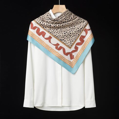 Luxury Double-Sided Silk-Touch Scarf - 35" Large Square Lightweight Head Wrap for Women, Gift Packed in Saudi Arabia