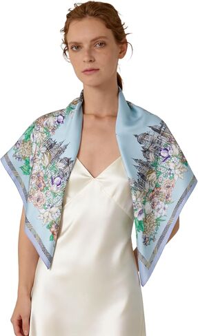 Luxury Double-Sided Silk-Touch Scarf - 35" Large Square Lightweight Head Wrap for Women, Gift Packed in Saudi Arabia