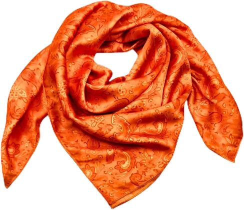 Wild Rag Silk Scarf 36 inch Western Cowboy Bandana Square Silky Wild Rags Orange Rust Floral Paisley Tribal Scarves for Men & Women in Saudi Arabia
