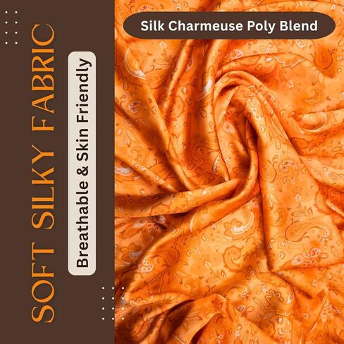 Wild Rag Silk Scarf 36 inch Western Cowboy Bandana Square Silky Wild Rags Orange Rust Floral Paisley Tribal Scarves for Men & Women in Saudi Arabia