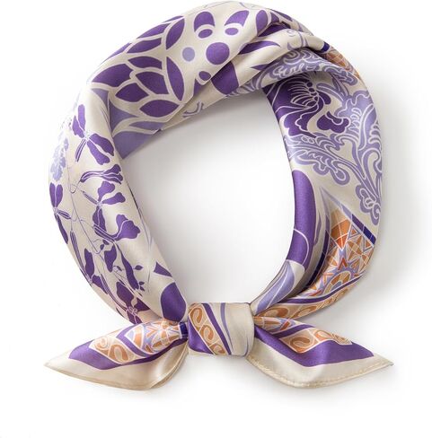SHIROUYU 100% Mulberry Silk Scarf -21" Lightweight Square Neckerchief – Breathable Digital Printed Scarf with Gift Packed in Saudi Arabia