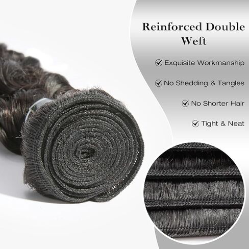 ASHINE Human Hair Bundles Deep Wave Unprocessed Cambodian Raw Hair 24 26 28 Inch, Flip Over Quick Weave Wet and Wave Bundles for Women Natural Black in Kuwait