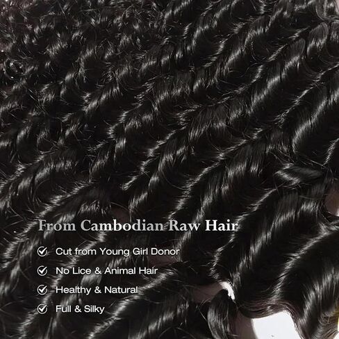 ASHINE Human Hair Bundles Deep Wave Unprocessed Cambodian Raw Hair 24 26 28 Inch, Flip Over Quick Weave Wet and Wave Bundles for Women Natural Black in Kuwait