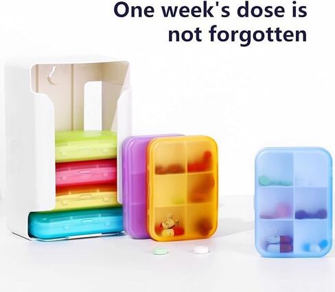 7 Piece Set Pill Organizer 6 Times a Day, Weekly Daily Travel Medicine Organizer Portable 7 Day 42 Compartments Pill Box with Moisture-Proof Pill Case Travel Pill Container for Vitamins,Supplements in Saudi Arabia