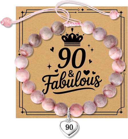 Aelciyue Cute Birthday Gifts for Women 18 20 40 60 70 Years Old Birthday Pink Zebra Natural Stone Beaded Bracelets for Women in Saudi Arabia