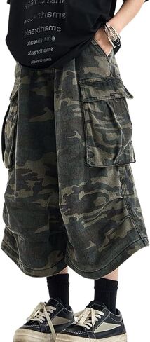 Mens Baggy Jean Shorts Y2k Summer Loose Denim Cargo Denim Shorts Wide Leg Long Jorts Streetwear Women in Saudi Arabia