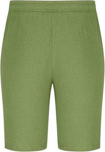 Mens Summer Linen Shorts Dressy Casual 7 Inch Elastic Waist Drawstring Beach Cotton Shorts with Pockets in Kuwait