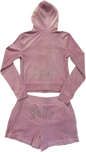 طقم سترة وسروال قصير من Juicy Couture Velour Dewberry مقاس M in Kuwait