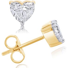 DEWBERRY 0.50 To 1.00 Carat IGI Certified 3 Prong Heart Lab Grown Diamond Stud Earrings for Women | 14K Gold Heart Shape Push Back Stud Earrings For Her (Clarity: VS/Color: FG) in Saudi Arabia