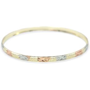 Pure Ziva Starburst Diamond Cut Texture Star Tri-Tone Rose Gold, Yellow Golden, & Silver Tone Bangle Cuff Bracelet, Gold Filled in Saudi Arabia