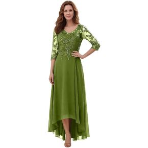 Mother of The Bride Dresses 3/4 Sleeve Lace Appliques V Neck Chiffon A Line Mother of The Groom Dresses for Women in Saudi Arabia