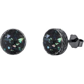 Black Stud Earrings Abalone Shell/Black Onyx/Malachite/Turquoise Round Earrings Jewelry Mothers Day Birthday Gifts for Men Women in Saudi Arabia