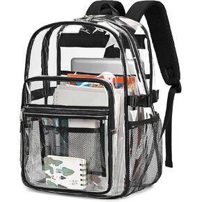 abshoo Big Heavy Duty Clear Backpack for School Girls Boys Transparent Bookbag for Middle High School (Beige) in Kuwait