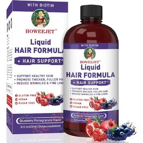 Liquid Multivitamin for Hair Formula | Biotin 2500mcg | Healthy Hair Habits | Clinically Tested for Thicker Hair & Skin Elasticity for Women | Ages 18+ | 16 Fl Oz (Blueberry Pomegranate Flavor) in Saudi Arabia